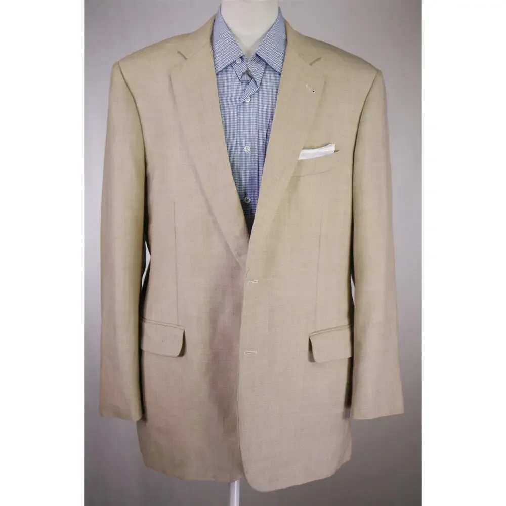 Brooks Brothers 1818 Madison Light Brown Woven Wool Blazer Jacket 44L